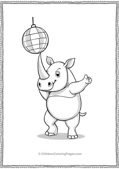 A-Cartoon-Rhino-Dancing-Under-A-Disco-Ball Free PDF Printable