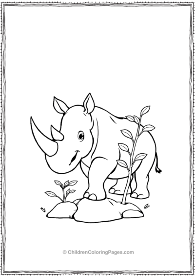 A-Cartoon-Rhino-Planting-A-Tree-For-Environment Free PDF Printable