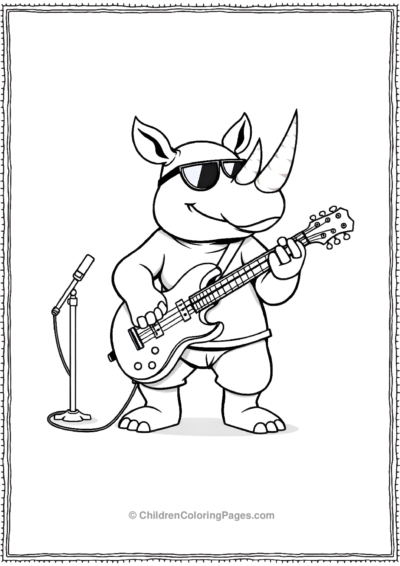 A-Cartoon-Rhino-Playing-Guitar-In-A-Band Free PDF Printable