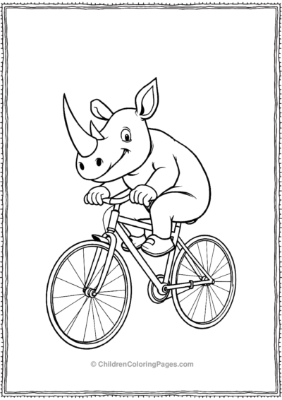 A-Cartoon-Rhino-Riding-A-Bicycle Free PDF Printable