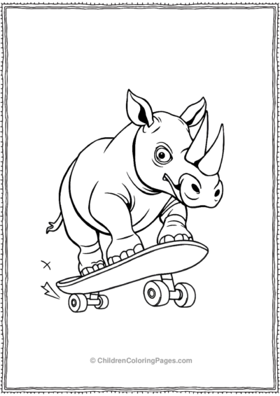 A-Cartoon-Rhino-Riding-A-Skateboard Free PDF Printable