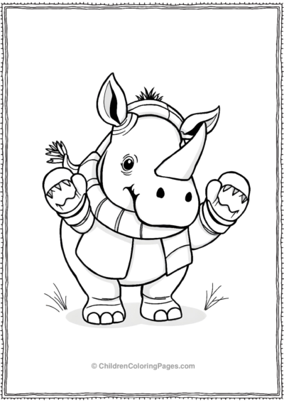 A-Cartoon-Rhino-Wearing-A-Scarf Free PDF Printable