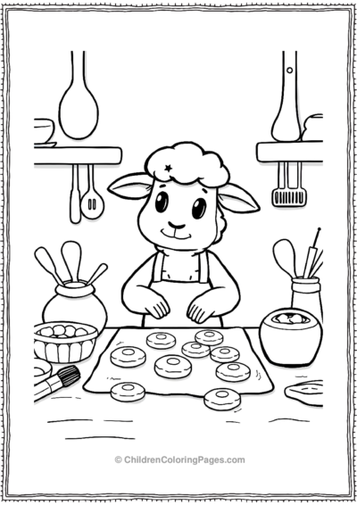 A-Cartoon-Sheep-Baking-Cookies Free PDF Printable