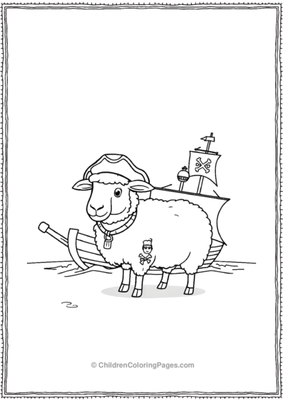 A-Cartoon-Sheep-Dressed-As-A-Pirate Free PDF Printable