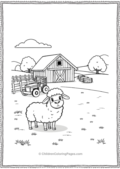 A-Cartoon-Sheep-On-A-Farm Free PDF Printable