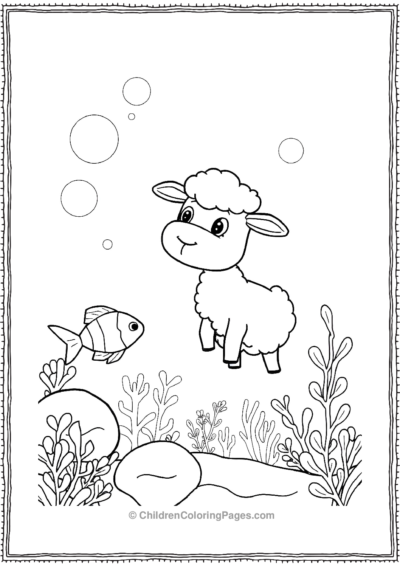 A-Cartoon-Sheep-Underwater Free PDF Printable