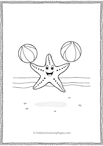 A-Cartoon-Starfish-Juggling-Beach-Balls Free PDF Printable