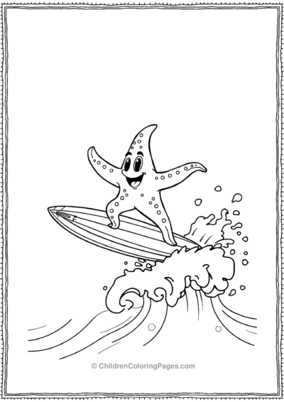 A-Cartoon-Starfish-Riding-A-Surfboard Free PDF Printable