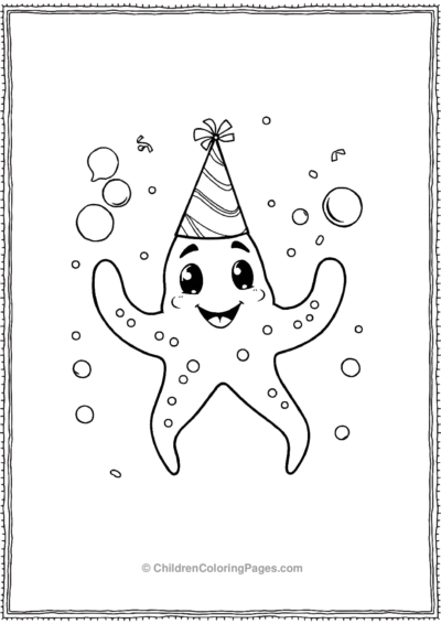 A-Cartoon-Starfish-Wearing-A-Party-Hat Free PDF Printable