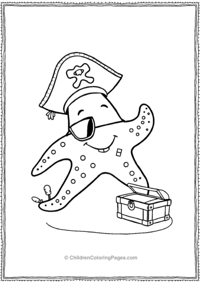 A-Cartoon-Starfish-Wearing-A-Tiny-Pirate-Hat Free PDF Printable