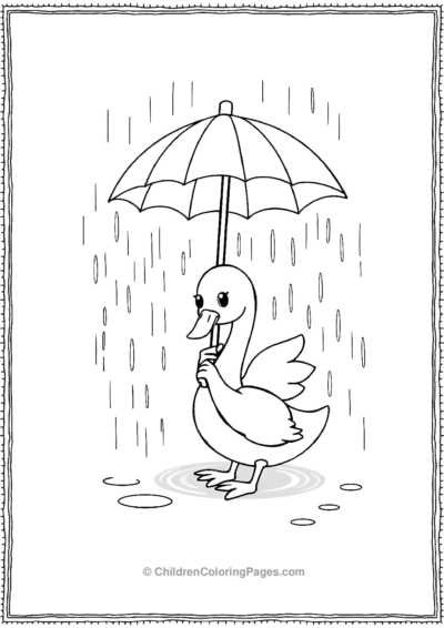 A-Cartoon-Swan-Holding-An-Umbrella Free PDF Printable