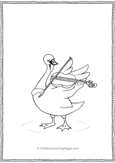 A-Cartoon-Swan-Playing-Violin Free PDF Printable