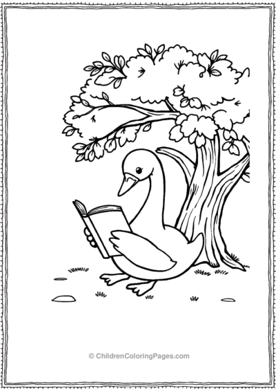 A-Cartoon-Swan-Reading-Book Free PDF Printable