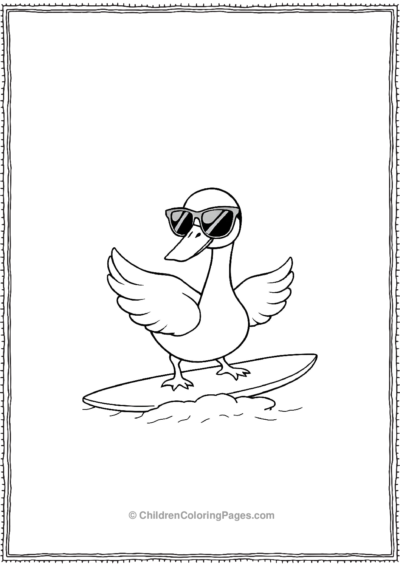 A-Cartoon-Swan-Surfing Free PDF Printable