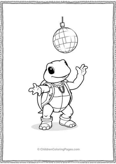 A-Cartoon-Turtle-Dancing-Under-A-Disco-Ball Free PDF Printable