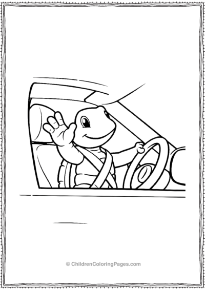 A-Cartoon-Turtle-Driving-A-Car Free PDF Printable