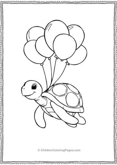 A-Cartoon-Turtle-Flying-With-Balloons-Tied-To-It Free PDF Printable