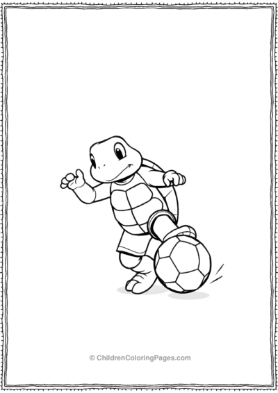 A-Cartoon-Turtle-Playing-Soccer Free PDF Printable