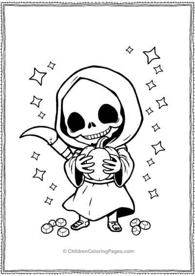 A-Chibi-Grim-Reaper-Holding-A-Miniature-Pumpkin-an Free PDF Printable