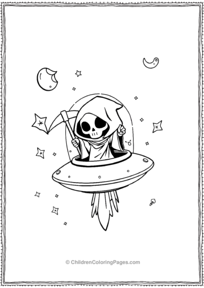 A-Chibi-Grim-Reaper-In-A-Tiny-UFO Free PDF Printable