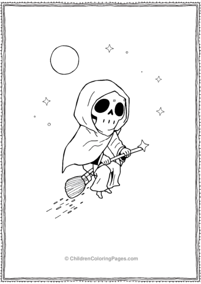 A-Chibi-Grim-Reaper-Riding-A-Tiny-Broomstick Free PDF Printable