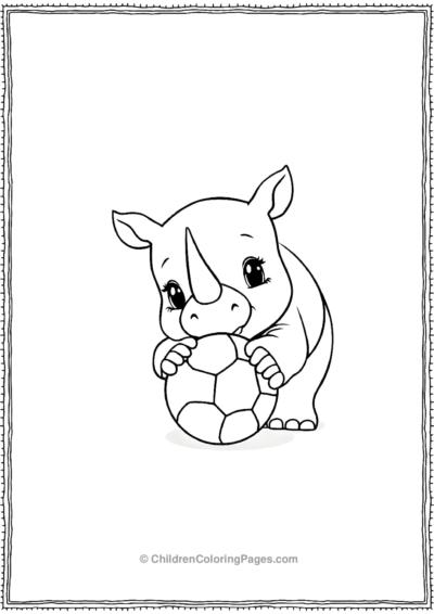 A-Cute-Baby-Rhino-Playing-With-A-Ball Free PDF Printable