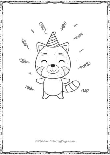 A Cute Cartoon Red Panda In A Party Hat Free PDF Printable