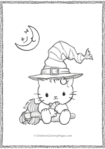 A Cute Cat Wearing A Witch Hat Free PDF Printable