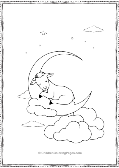 A-Cute-Goat-Sleeping-On-The-Moon Free PDF Printable