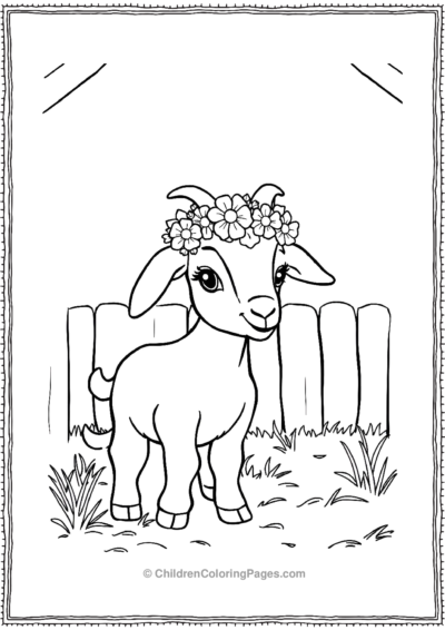 A-Cute-Goat-Wearing-Flowers-On-Its-Head Free PDF Printable