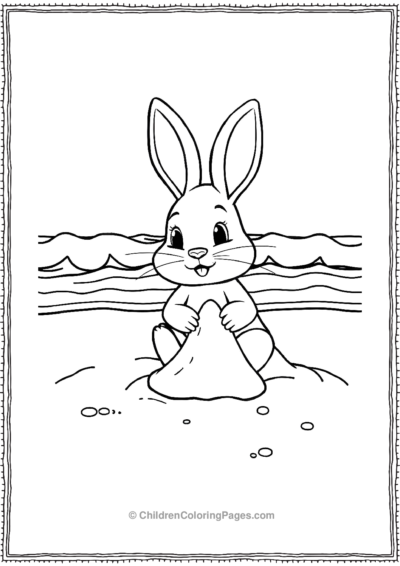 A-Cute-Rabbit-At-The-Beach-Building-A-Sandcastle Free PDF Printable