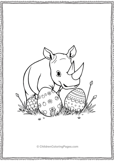 A-Cute-Rhino-Painting-Easter-Eggs Free PDF Printable