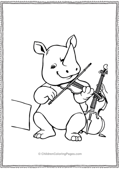 A-Cute-Rhino-Playing-A-Violin-In-An-Orchestra Free PDF Printable