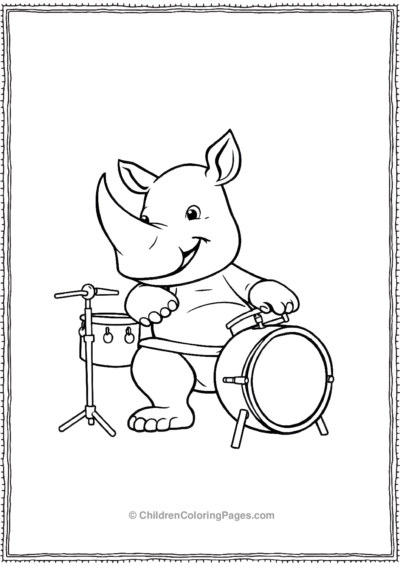 A-Cute-Rhino-Playing-Drums-With-Energy Free PDF Printable