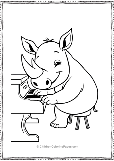 A-Cute-Rhino-Playing-The-Piano Free PDF Printable