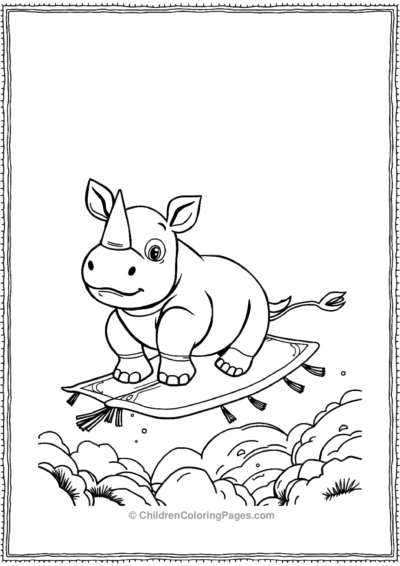 A-Cute-Rhino-Riding-A-Magical-Flying-Carpet Free PDF Printable