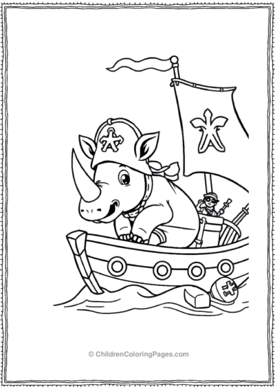 A-Cute-Rhino-Sailing-With-Pirates-On-A-Treasure-Hunt Free PDF Printable