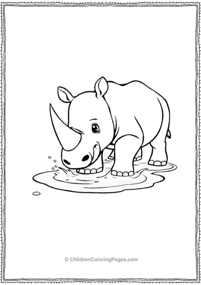 A-Cute-Rhino-Splashing-In-A-Puddle Free PDF Printable