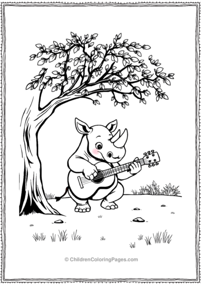 A-Cute-Rhino-Strumming-A-Guitar-Under-A-Tree Free PDF Printable