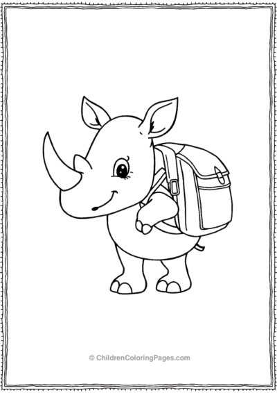 A-Cute-Rhino-Wearing-A-Backpack-Ready-For-School Free PDF Printable