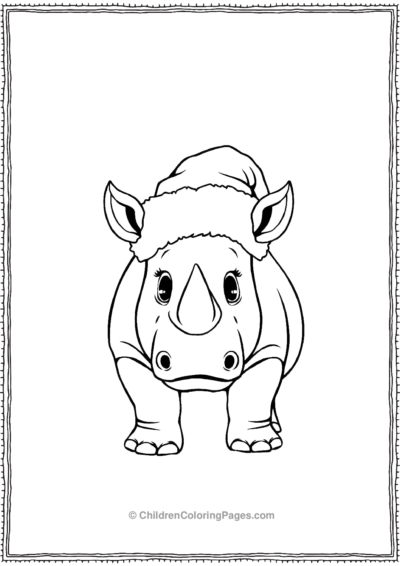 A-Cute-Rhino-Wearing-A-Santa-Hat Free PDF Printable