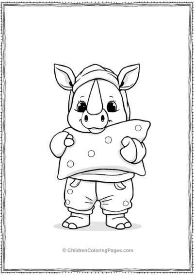 A-Cute-Rhino-Wearing-Pajamas Free PDF Printable