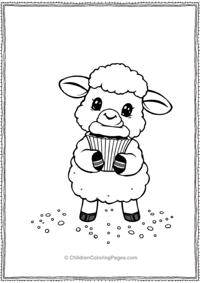 A-Cute-Sheep-Holding-A-Cupcake Free PDF Printable