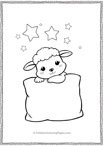 A-Cute-Sheep-Hugging-A-Pillow Free PDF Printable