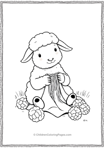 A-Cute-Sheep-Knitting-A-Wool-Blanket Free PDF Printable