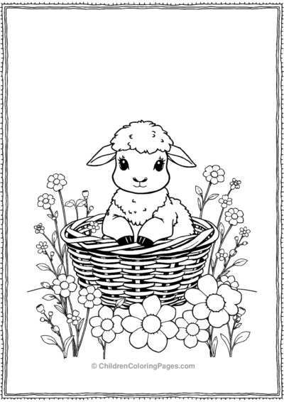 A-Cute-Sheep-Sitting-In-A-Basket Free PDF Printable