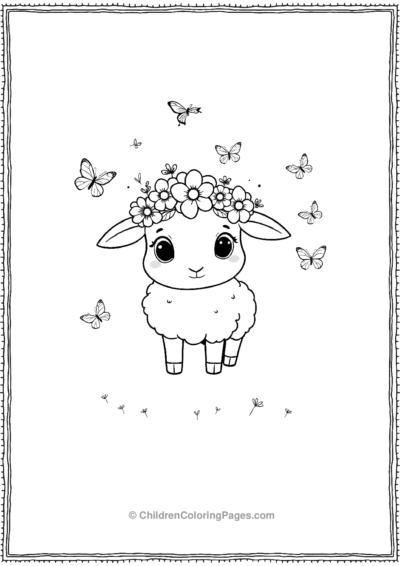 A-Cute-Sheep-With-A-Flower-Crown Free PDF Printable