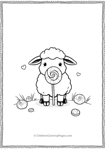 A-Cute-Sheep-With-A-Lollipop Free PDF Printable