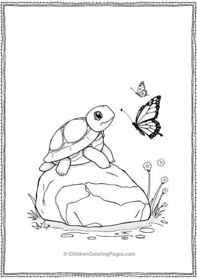 A-Cute-Turtle-Sitting-On-A-Rock Free PDF Printable