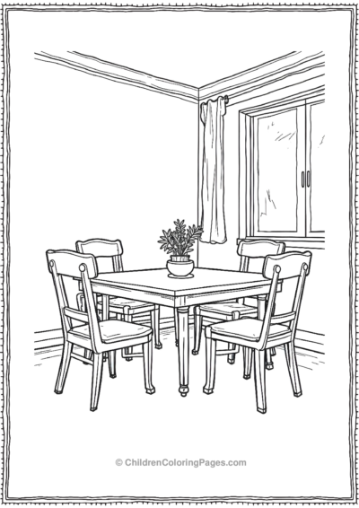 A-Dining-Table-From-The-Side-With-Chairs Free PDF Printable